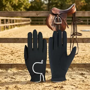 Gants d'équitation noirs en PU à doigts entiers avec grip antidérapant, design unisexe pour l'équitation en hiver et les activités sportives en extérieur - Product Image 5