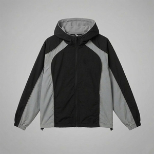 New Arrivals Custom Embroidery Logo Black Gray Men's Nylon <b>Wind</b> <b>Breaker</b> Trousers Sets For Summer Wear Men Sets Streetwear Jacket - Product Image 3