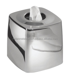 Boîte à mouchoirs en verre, décorative, en acier inoxydable, support moderne pour serviettes et toilette, pour table à manger, en argent, à vendre - Product Image 2