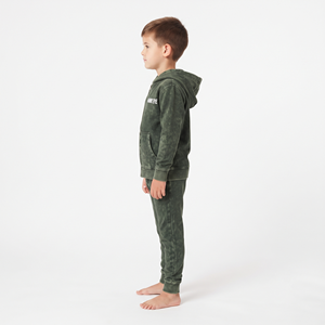 Conjunto de Sudadera con Capucha de Forro Polar Grueso de Algodón con Cremallera Completa para Niños, Lavado Ácido, con Logotipo Personalizado, Chándal Deportivo de Invierno para Niños, Venta al por Mayor - Product Image 4