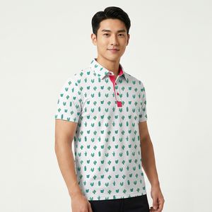 เสื้อโปโลแขนสั้นผู้ชายลายกระบองเพชร ผ้าฝ้ายอ๊อกซ์ฟอร์ด 100% สไตล์ลำลอง ระบายอากาศได้ดี - Product Image 3