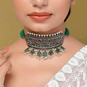 Collier ras de cou Meera Jaipur Padma Fashion avec perles - Product Image 1