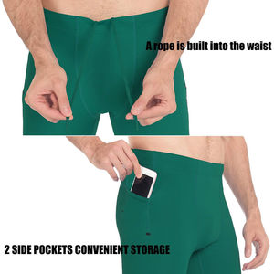 กางเกงเลกกิ้งออกกำลังกายผู้ชาย ผ้ายืดกระชับ สำหรับวิ่งและเล่นกีฬา รับผลิตแบบ OEM พิมพ์ลายได้ เอวยางยืด แห้งเร็ว - Product Image 2