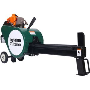 Fendeuse de bûches électrique horizontale compacte de 7 tonnes avec double volant d'inertie, retour automatique de 20 pouces, moteur portable de 63 cm³, machinerie forestière - Product Image 1