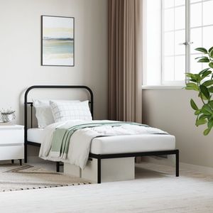 Estructura de cama de metal negro con cabecero 39,4 \ "x 74,8 \" Tamaño Colchón no incluido - Product Image 1