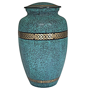 Urna Funeraria de Latón Pulido Grabado en Verde para Cenizas de Adultos, Estilo Americano/Europeo - Product Image 1