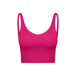 Soutien-gorge de sport long sans couture pour femme, dos nu, col rond, bretelles spaghetti en dentelle, maintien moyen, respirant, pour le yoga et les activités sportives OE - Product Image 1