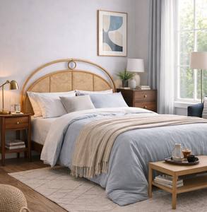 High Quality Customized Rustic Rattan <b>Headboard</b> for Modern Bedroom Furniture King/<b>Queen</b> Sizes Made Vietnam for Apartment Hotel - Product Image 6