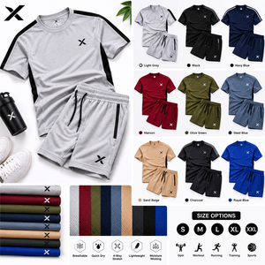 X Men Matching <b>T</b>-<b>Shirt</b> And Shorts Set Sporty Quick Dry Gym Active Wear Summer Crew Neck Solid Color Workout Outfits Casual Wear - Product Image 3