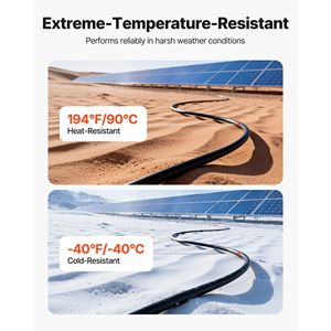Kit Cavi per Pannelli Solari 50 ft Nero e Rosso 10 AWG (6 mm²) Cavo di Alimentazione Esterno H in Rame Stagnato, Cavo di Prolunga 50 ft per Fotovoltaico H - Product Image 6