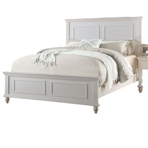 <b>Queen</b> <b>Size</b> White Wooden Bedframe with High Panel Headboard & Footboard Bedroom Furniture 1pc Plywood <b>Bed</b> - Product Image 3