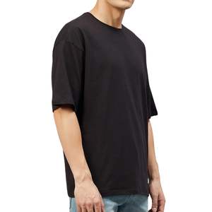 T-shirt surdimensionné tendance pour homme, streetwear, coton uni, coupe ample, décontracté, vente en gros, fabricant OEM, fournisseur - Product Image 5