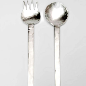 Ensemble de service à salade en métal poli et lisse, évitant les rayures sur les bols et assurant une utilisation sûre - Product Image 1