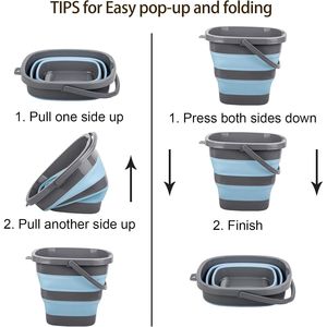 Set di 2 Secchi Pieghevoli in Plastica da 10L (2,6 Galloni), Contenitori Rettangolari Richiudibili per Pulizie Domestiche - Product Image 5