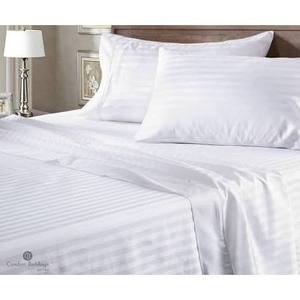 Juego de Sábanas Blancas de Satén con Rayas de 1 cm, 300 Hilos, Estilo Simple, Funda de Edredón de 1 cm para Cama Matrimonial, Hotel, Hogar - Product Image 1