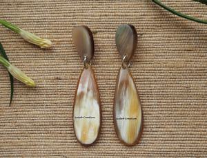 Pendientes de aro de lágrima de cuerno de búfalo natural hechos a mano ligeros ecológicos estilo Tribal joyería de moda para mujeres - Product Image 3