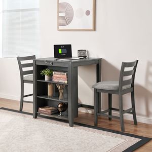 Set da Pranzo Moderno da 30 Pollici per 2 Persone con Stazione di Ricarica e Spazio di Archiviazione Regolabile a 3 Livelli, Set da Cucina Salvaspazio Imbottito - Product Image 2