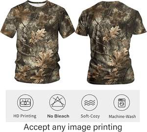 T-shirt de performance à manches courtes de qualité supérieure pour la chasse, avec motif camouflage arbre amusant, col rond, nouveauté - Product Image 3