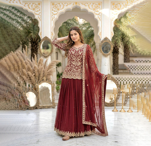 Traditional Ethnic Indian Pakistani Lehenga & Dupatta Set Georgette With Sequence Work Full Stitched Ethnic Dress at Wholesale - Product Image 1