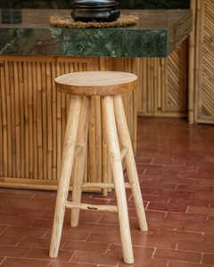 Taburete de Bar de Madera de Teca Rústica Directo de Fábrica, Taburete de Barra Resistente Estilo Rústico para Proyectos de Mobiliario Comercial, Hoteles y Resorts - Product Image 1