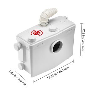 1200W Macerator <b>Pump</b> 4 Water Inlets 48 GPM Flow 33 Ft/10 m Head for Sewerage Toilet <b>Waste</b> Water Disposal 48 GPM Flow 33 Ft/10 m - Product Image 5