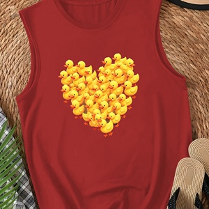 Chaleco de patos de dibujos animados en forma de corazón informal para mujer tejido de punto - Product Image 3