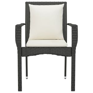 Silla de Jardín Negra con Cojines de Ratán PE Blanco Crema, Juego Estándar - Product Image 5