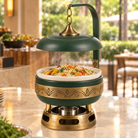 Chafing Dish Logam Hijau Klasik Dirancang Untuk Penyajian Prasmanan yang Bergaya dan Presentasi Makanan Profesional Untuk Rumah dan Hotel