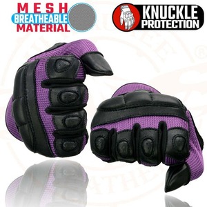 Gants de moto en cuir pleine main Violet Storm Pro avec protection rigide des articulations et panneaux en maille respirante – Prix compétitif - Product Image 4