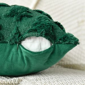 Christmas Tree Green Jacquard Festivals Winter Cushion Case Deco 18 X 18 Inch Soft Plush Faux Fur Decorative <b>Throw</b> <b>Pillow</b> - Product Image 1