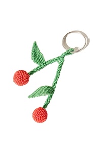 Llavero y accesorios para bolso con diseño de círculo hermoso, bordado con cuentas de colores rojo y blanco, de la India. - Product Image 2