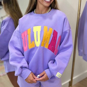 เสื้อสเวตเชิ้ตคอกลมทรงปกติ LULU MAC ลายปักตัวอักษร พิมพ์ลาย ยูนิเซ็กส์ สวมใส่สบาย สีฟ้าอ่อน ผ้าฝ้ายถัก ทอแบบพูลโอเวอร์ สำหรับฤดูใบไม้ร่วง ชุด 2 ชิ้น - Product Image 4