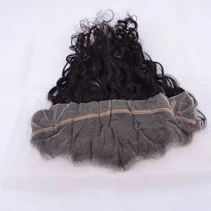 处女人发直发未加工的天然波浪束正面闭合编织细蕾丝100% 人发物品