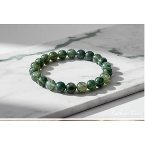 Moss Agate Trendy <b>Beaded</b> <b>Bracelet</b> Handcrafted Wholesale Natural Healing Crystal India - Product Image 1