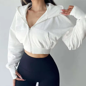 Vente en gros de sweats à capuche zippés pour femmes en polaire brossée, vêtements d'extérieur pour femmes, faible MOQ - Product Image 2