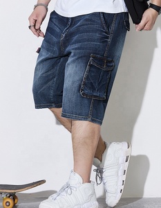 Shorts en jean amples pour homme, grande taille, 100 % coton, multi-poches, coupe-vent, respirant, séchage rapide, taille haute, fermeture boutonnée - Product Image 6