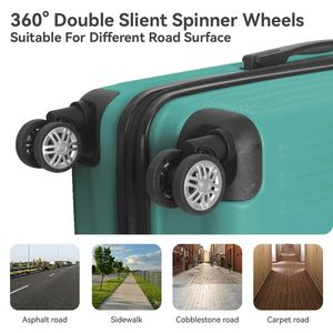 Set di Valigie Rigide in ABS Leggero a 3 Pezzi Verde Fresco con Ruote Girevoli, Lucchetto TSA e Manico Telescopico Regolabile - Misure 20'' 24'' - Product Image 6