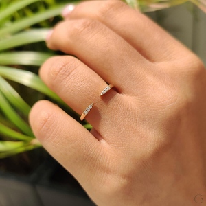 Bague de mariage demi-éternité ouverte en or massif 14k 18k avec diamant marquise à fente ouverte 0.20CT, empilable, pour rehausser la bague, bijoux de fête - Product Image 6