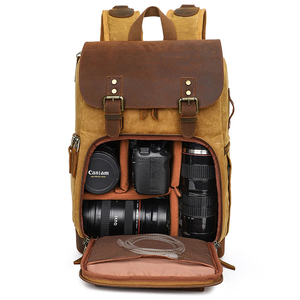Mochila de Lona Vintage para Fotografía, Bolsa para Cámara DSLR, Mochila para Computadora Portátil, Impermeable, Transpirable, para Viajes al Aire Libre - Product Image 3
