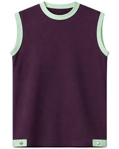 Conjunto de dos piezas para hombre, camiseta sin mangas y pantalones cortos, informal, de verano, de algodón, color verde menta, con cordón ajustable. - Product Image 1