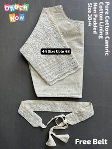 Blusa de diseñador de la mejor calidad, Hakoba Cambric Cotton con trabajo de hilo y lentejuelas, con cinturón, lista para usar, a precio de mayorista. - Product Image 5