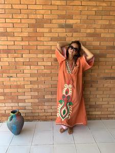 Vestido SUZANI Vintage naranja para mujer y niña, elegante estampado Floral, cintura tejida, cremalleras naturales hermosas, borla Digital - Product Image 2