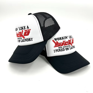หมวกแก๊ป Workin Like A Sicko Trucker สีขาวดำ ตาข่ายปักโลโก้ สไตล์ลำลอง ปรับขนาดได้ 6 แผง สำหรับผู้ใหญ่ทุกเพศ - Product Image 3