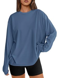 Camiseta Premium de Manga Larga para Mujer, Corte Ajustado Informal, Cuello Redondo, Suave y Cómoda, Camiseta Básica con Logotipo Personalizado, Ropa Urbana a la Moda - Product Image 4