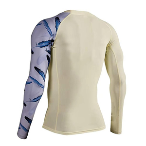 Custom Heat-Transfer Blank Wholesale Men's Long Sleeve Rash Guard UPF50 Protection Spandex/Polyester Quick Dry Breathable - Product Image 2