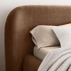 Custom Fabric Round Edge <b>Double</b> <b>Bed</b> | Luxury Hotel Fully Upholstered <b>Bed</b> Manufacturer India - Product Image 3