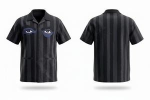 Fabricante de Ropa Personalizada, Camisa de Vestir con Diseño a Rayas Personalizado, Camisa de Moda Casual de Manga Corta con Estampado de Ojos, para Hombre - Product Image 3