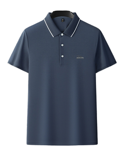 Men's Cotton Polo Shirt Summer Casual Business Breathable Polo T-Shirt Short Sleeve Solid Pattern Turn-<b>Down</b> Embroidered Logo - Product Image 1