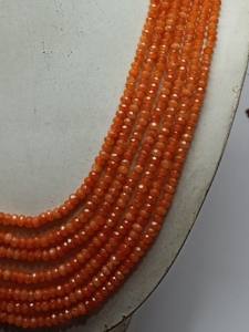 Collar de cuentas de jade naranja natural de alta calidad, facetadas en forma de rondel de 4 mm, color intenso, marca M.Y.GEMS, hecho en India. - Product Image 3