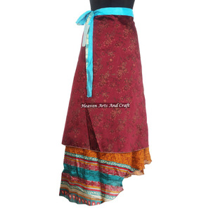 Hippie Magic Wrap Around Indian Vintage Silk Saree <b>Boho</b> Stylish Multi Color Summer Wear Comfortable Fashion <b>Boho</b> Hippie Free - Product Image 3